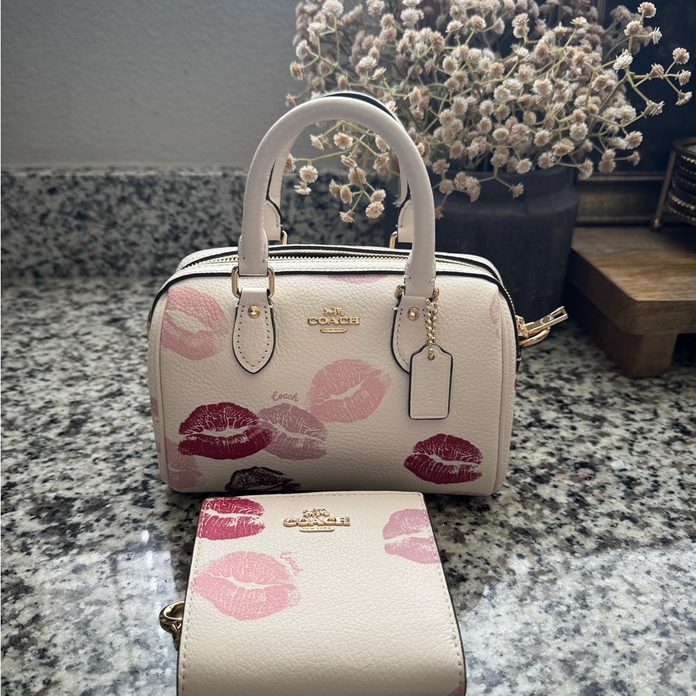 Coach Mini Rowan with Kiss print AND Wallet